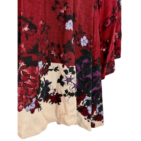 RARE Free People Floral Burgundy Bell Slv Mini Dress | Grunge Fairy Whimsigoth S - Picture 5 of 16